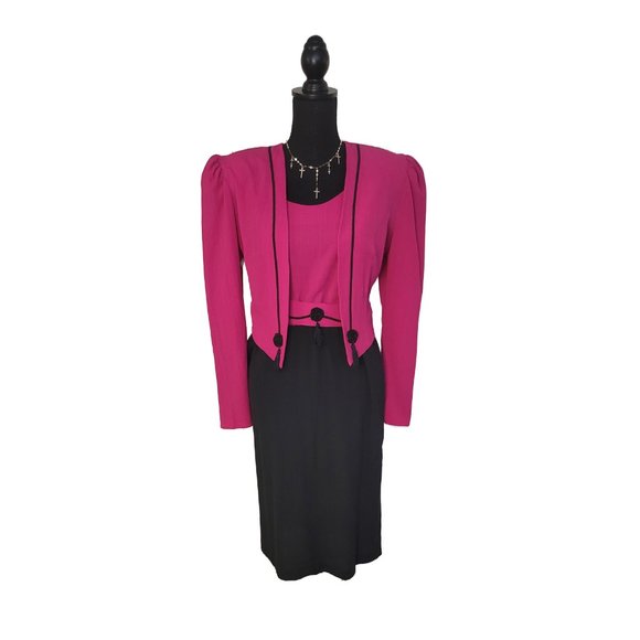 1980s Dress and Cropped Jacket Set - Picture 4 of 10